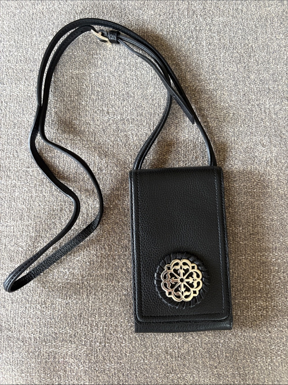 BRIGHTON Ferrara Collection Phone Organizer Crossbody Black Leather LN